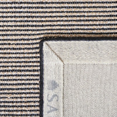 Natural and Black Flat Woven Cotton Area Rug, 5' x 8'