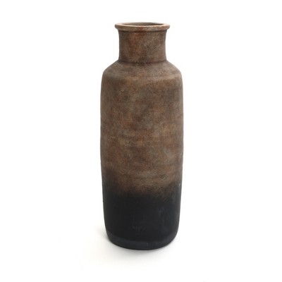 LuxenHome Brown Ombre Terracotta Narrow 18.7-Inch Tall Vase