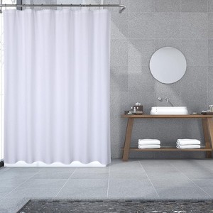 TackView Embossed Pattern Shower Curtain, Microfiber Fabric Shower Liner Waterproof Polyester Fabric - 1 of 4