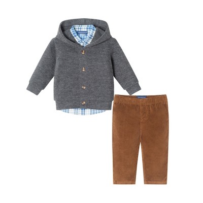 Andy & Evan  Infant  Dark Grey Hooded Cardigan & Cord Set