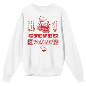 Minecraft Steve's Lava Chicken Adult White Crew Neck Long Sleeve Sweatshirt - 1 of 3