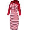 Women's 3/4 Sleeve Hoodie Dress Casual Stripe Pocket Knee Length Slim Pullover Dress - 3 of 4