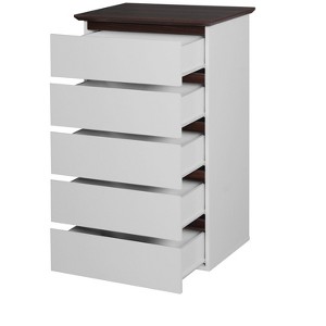 Lirago White and Walnut 5-Drawer Dresser Modern Storage Cabinet for Bedroom or Living Room 23.62"Dx15.74"Wx39.37"H - 1 of 4