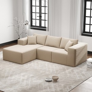 SYFERLORY 108" Cloud Sectional Couch with L-Shape Chaise,4 Seat Modern Modular Sofa with Deep Seat ,No Assembly Required (White) - 1 of 4