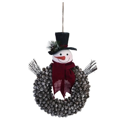 Transpac Foam 22 in. Multicolor Christmas Snowman with Scarf Wreath