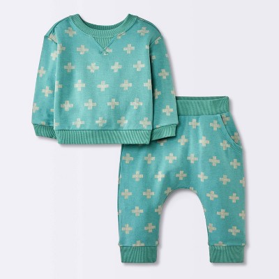 Baby Boys' 2pc Plus Sign Graphic Jogger Pants Set - Cloud Island™ Blue