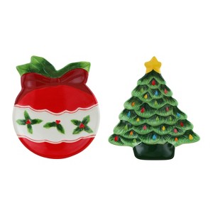 Mr. Christmas 6" Ceramic Trinket Tray Set - Ornament and Tree - 1 of 4