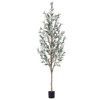 DR.Planzen 5-7FT Artificial New Style Olive Plants with Realistic Leaves and Natural Trunk, Silk Fake Potted Tree for Office Home Decor