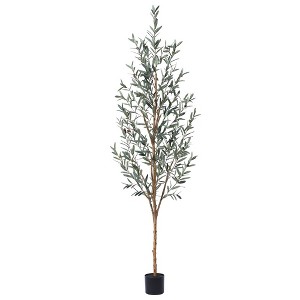 DR.Planzen 5-7FT Artificial New Style Olive Plants with Realistic Leaves and Natural Trunk, Silk Fake Potted Tree for Office Home Decor - 1 of 4