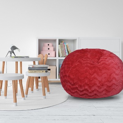 NicBex Faux Fur Bean Bag Chair,3/5 Ft Plush Floor Chair for Kids and Adults with Removable Cover,Filled with Shredded and Memory Foam,Red