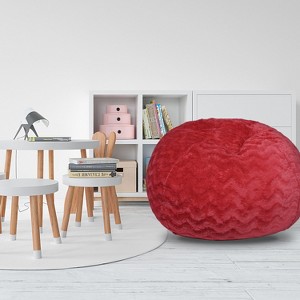 NicBex Faux Fur Bean Bag Chair,3/5 Ft Plush Floor Chair for Kids and Adults with Removable Cover,Filled with Shredded and Memory Foam,Red - 1 of 4