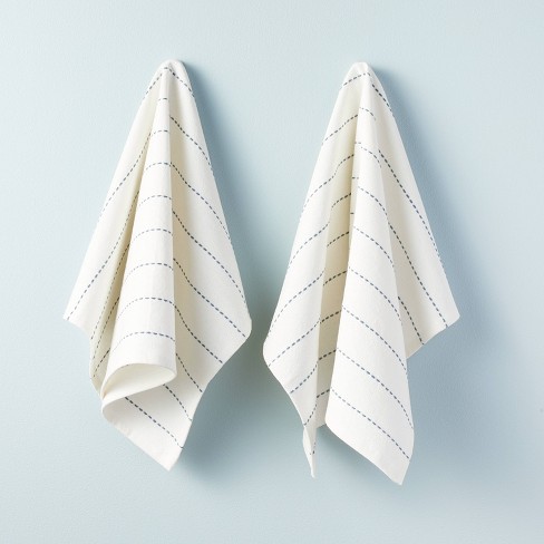 Hearth & Hand with Magnolia Flour Sack Kitchen Towel Set ~ Creme Black Stripe 