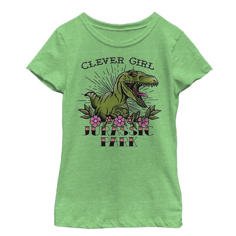 Girl's Jurassic Park Clever Girl Tattoo T-Shirt, 1 of 4