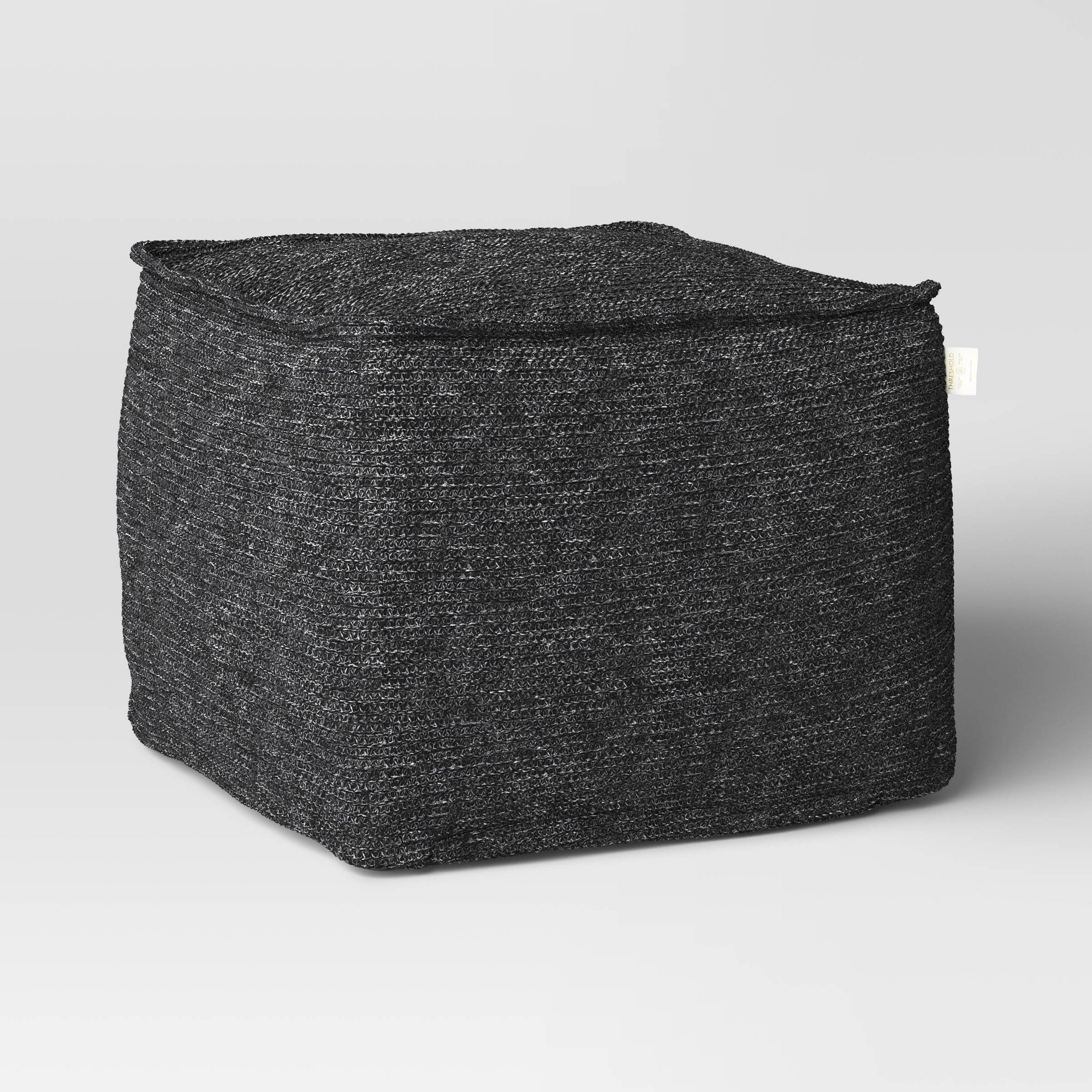 15"x20" Faux Natural Knit Pouf Black/Gray - Threshold™