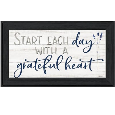 HomeRoots Grateful Heart Black Framed Print Wall Art