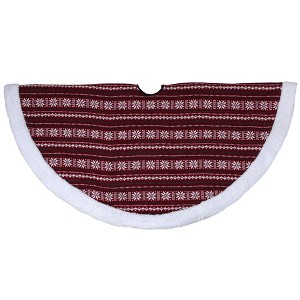 Northlight 48" Red and White Knitted Snowflake Lodge Christmas Tree Skirt - 1 of 3