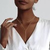 Lariat Gold Necklace for Women: Dainty 14K Gold Plated/Silver Y-Shaped Beaded Drop Chain, Trendy Gift - 4 of 4