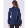 Allegra K Women's Trendy Long Sleeve Button Down Denim Shirt with Pocket - 3 of 4