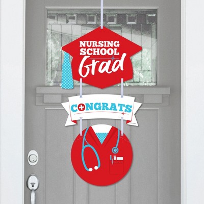 Big Dot of Happiness Nurse Graduation - Hanging Porch Medical Nursing Graduation Party Outdoor Decorations - Front Door Decor - 3 Piece Sign