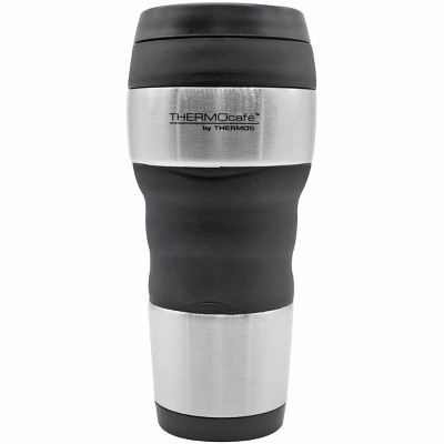 Thermos 16 oz. ThermoCafe Stainless Steel Tumbler w/ Grip- Stainless Steel/Black