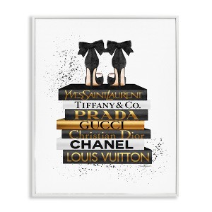 Stupell Industries Black Gold White Glam Bookstack, 24" x 30" - 1 of 4