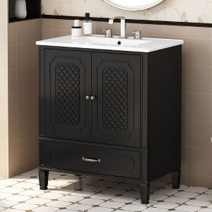 30 Inch Multi-functional Storage Space Bathroom Storage Cabinet with Door Shelf-Christopher Knight Home - 1 of 4