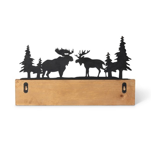 Natural Wood & Metal Wall Hanger With 3 Hooks - Foreside Home