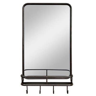 Costway Wall Bathroom Mirror w/ Shelf Hooks Sturdy Metal Frame for Bedroom Living Room