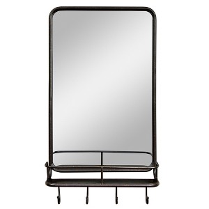 Costway Wall Bathroom Mirror w/ Shelf Hooks Sturdy Metal Frame for Bedroom Living Room - 1 of 4