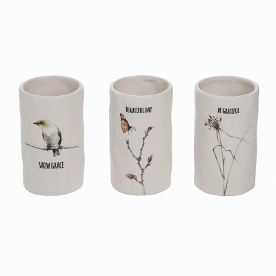 Transpac Small Dol Flora & Fauna Container Set of 3 Spring Home Decorations