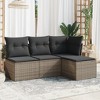 vidaXL 4 Piece Patio Sofa Set with Cushions Gray Poly Rattan - Without Table - 2 of 4
