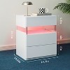 QingMoon Modern Nightstand with 3 Drawers, LED Bedside Tables, for Bedroom Living Room Bedside Furniture - 3 of 4