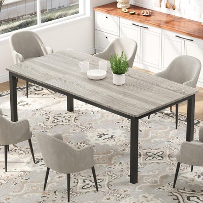 70.9 Inch Long Dining Table for 6-8 People, Large Rectangle Kitchen Table with Sturdy Metal Legs, Industrial Dining Room Table with Round Corner