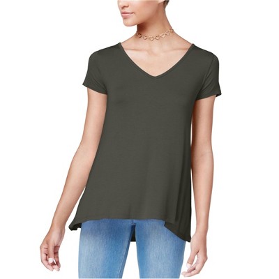 Hippie Rose Womens Strappy Back Basic T-Shirt, Green, Large