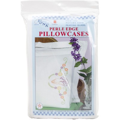 Jack Dempsey Stamped Pillowcases W/White Perle Edge 2/Pkg-Praying Hands