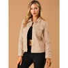 INSPIRE CHIC Women's Turn-Down Collar Flap Pockets Snap Button Faux Suede Jacket - 2 of 4