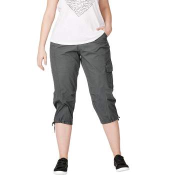 Ellos Women's Plus Size Stretch Cargo Capris Front and Side Pockets Casual Cropped Pants