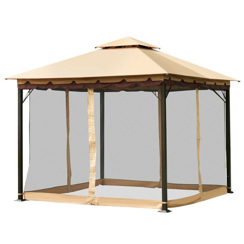 Costway 2-Tier 10'x10' Gazebo Canopy Tent Shelter Awning Steel Patio Garden Outdoor - image 1 of 4