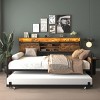 TiramisuBest Twin Daybed with Trundle, Farmhouse Daybed Frame with Sliding Barn Door Headboard and Charging Station & LED Light - 2 of 4