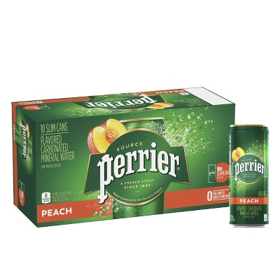 Perrier Peach Flavored Carbonated Mineral Water - 10pk/8.45 fl oz Cans