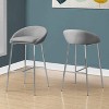 Monarch Specialties Bar Stool Set Of 2 Bar Height Metal Fabric Grey Chrome Contemporary Modern - 3 of 4