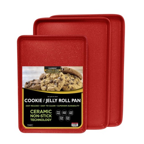 Rachael Ray 3pc Nonstick Cookie Sheet Set With Red Grips : Target