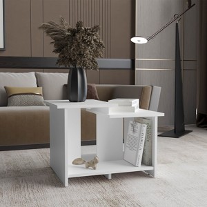 Vynxaria 23.6" W Coffee Table with Open Shelf - Stylish Storage for Living Room & Home Office - 1 of 4