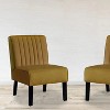 Yellow mid-century modern chair set of 2 with minimalist design, elegant velvet upholstery and solid wood legs - 2 of 4