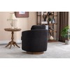 30.3'' Linen Fabric Swivel Accent Chair with Ergonomic Design and Solid Wood Round Base for Living Room, Bedroom - 3 of 4