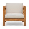 Christopher Knight Home Jeremy 7 piece Outdoor Acacia Wood Sectional Seating Set with Slatted Coffee Table and Cushions - 4 of 4