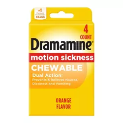 Dramamine Motion Sickness Relief Tablets for Nausea, Dizziness & Vomiting - Orange - 4ct