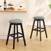 Beautyolove 26 in. Black Backless Wood Counter Height Swivel Bar Stool with Padded Fabric Seat (Set of 2) - 3 of 4
