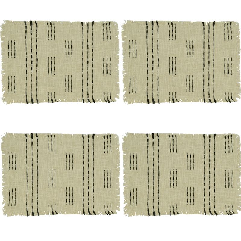 Saro Lifestyle Table Placemats with Dash Line Design (Set of 4), Ivory, 3 of 5