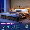 King Size Bed Frame with Wood Headboard, Metal Platform Bed with 3 Storage Drawers Shelf Built-in Charging Station LED Lights No Box Spring Needed - 4 of 4